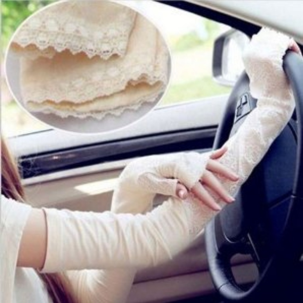 Opera Lenghth Lace Accent Fingerless Gloves